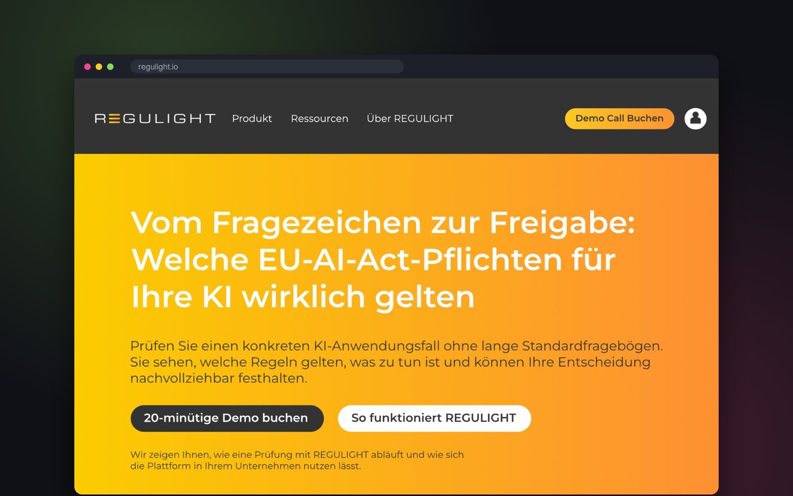 REGULIGHT website, designed by hand and built with AI