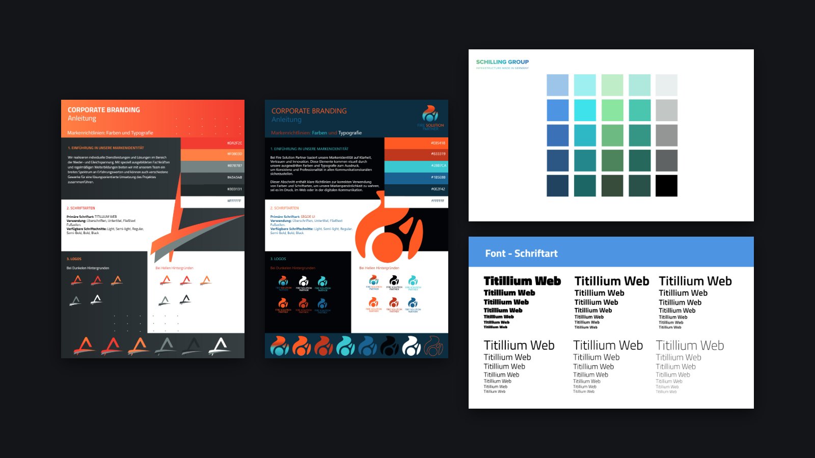 Brand guideline pages for Amperia and Fire Solution Partner